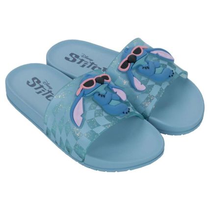Chinelo Slide Infantil Disney Mania Plus - 23285 - Azul Claro/azul Glitter - Atacado