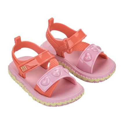 Sandalia Baby Zaxynina Fashionista - 19278 - Laranja Acerola/rosa - Atacado