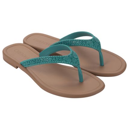 Rasteira Feminina Grendha Todo Dia Autentica - 19246 - Verde Oceano/marrom - Atacado