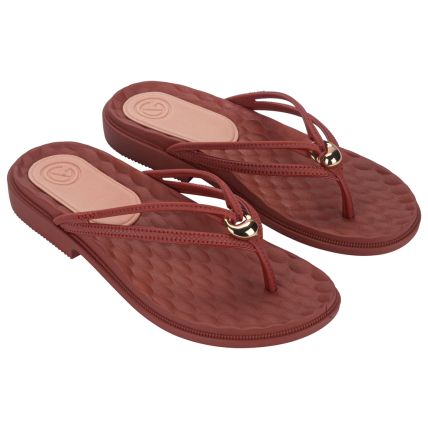 Rasteira Feminina Grendha Envolver -19248 - Vermelho Oxidado - Atacado