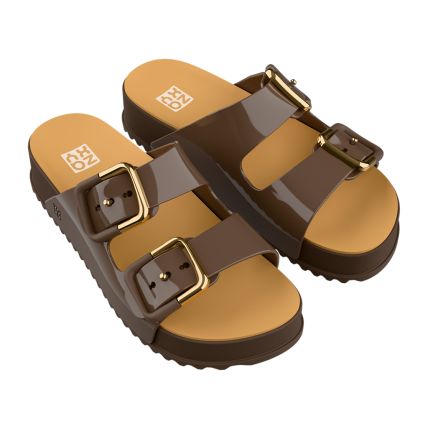 Chinelo Slide Feminino Zaxy Partner Soft - 19333 - Marrom Cafe Medio - Atacado
