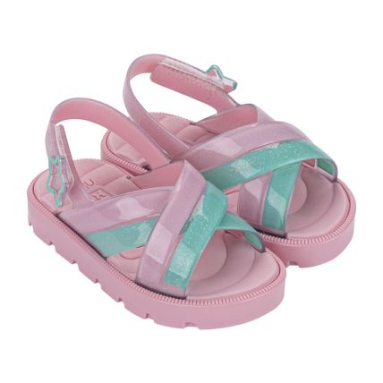 Sandalia Baby Zaxynina Rainbow - 19267 - Rosa Medio/verde - Atacado
