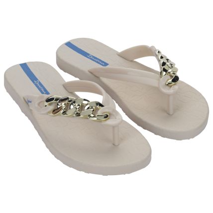 Rasteira Feminina Ipanema Metal Glam - 27352 - Bege/bege/azul - Atacado