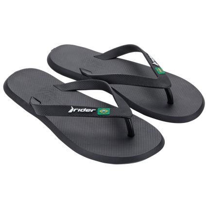 Chinelo Masculino Rider R1 Brasil - 12621 - Preto/preto/branco - Atacado
