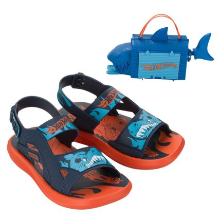 Sandalia Infantil Hot Wheels Shark Action - 23262 - Laranja/azul - Atacado