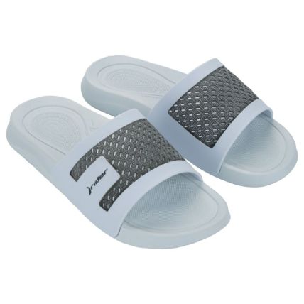 Chinelo Slide Masculino Rider Smash V - 12568 - Branco/branco/preto - Atacado