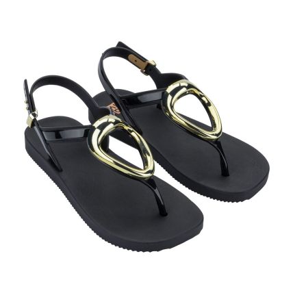 Sandalia Feminina Zaxy Fancy - 19283 - Preto/ouro - Atacado