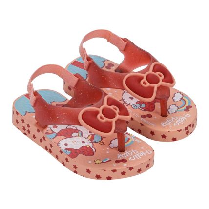 Chinelo Baby Ipanema Hello Kitty Funny - 27435 - Bege/glitter/vermelho - Atacado
