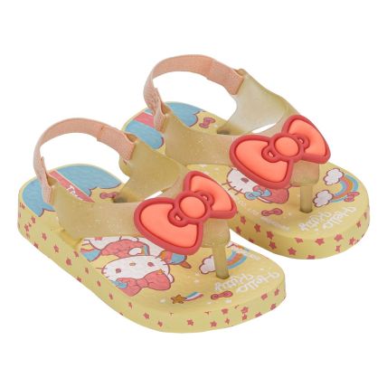 Chinelo Baby Ipanema Hello Kitty Funny - 27435 - Amarelo/bege Glitter - Atacado
