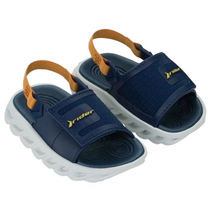 Chinelo Slide Baby Rider R Power - 12555 - Branco/azul/amarelo - Atacado
