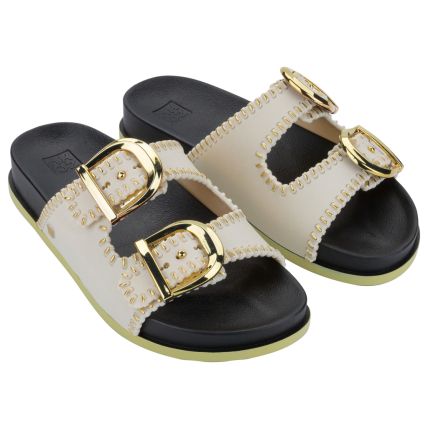 Chinelo Slide Feminino Zaxy Fire - 19281 - Off White Claro - Atacado