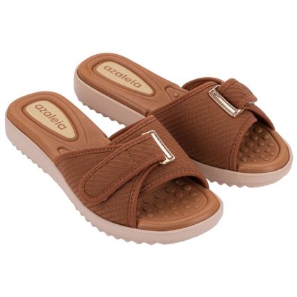 Tamanco Feminino Azaleia Cecilia - 19297 - Marrom Pecan/bege - Atacado