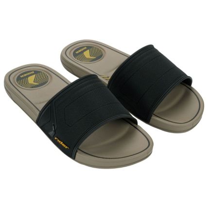 Chinelo Slide Masculino Rider Start - 12442 - Bege/preto/amarelo - Atacado