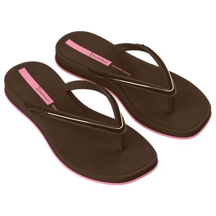 Chinelo Feminino Ipanema Glow - 27398 - Marrom/dourado/rosa - Atacado