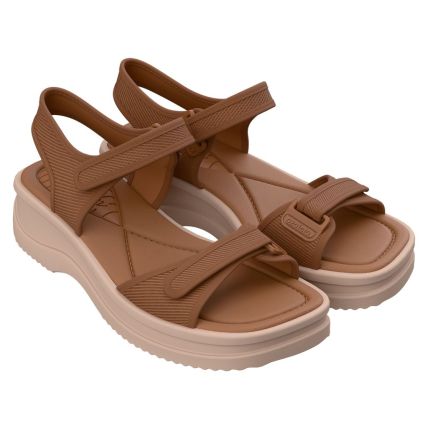 Sandalia Feminina Papete Azaleia Vera Soft Therapy - 18451 - Marrom Pecan/bege - Atacado