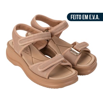Sandalia Feminina Papete Azaleia Vera Soft Therapy - 18451 - Marrom Pecan/bege - Atacado