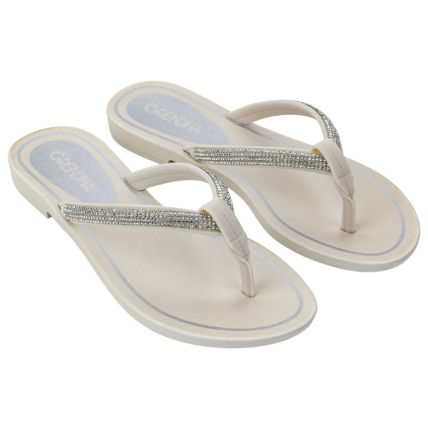 Rasteira Feminina Grendha Brilho - 19290 - Off White Claro - Atacado