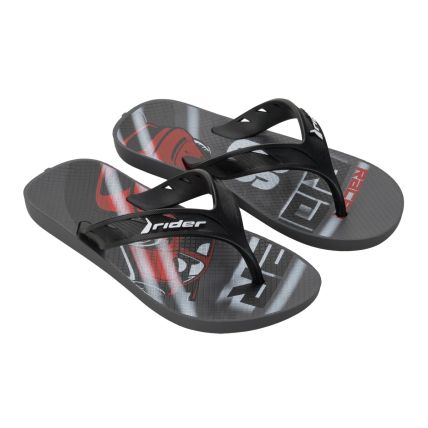 Chinelo Infantil Rider Street Joy - 11768 - Cinza/preto/vermelho - Atacado