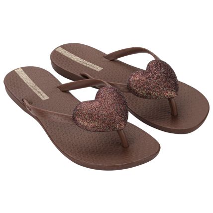 Chinelo Feminino Ipanema Heart - 27481 - Marrom/glitter/branco - Atacado