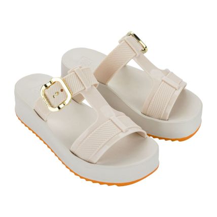 Chinelo Slide Feminino Zaxy New Up - 19280 - Off White Claro - Atacado