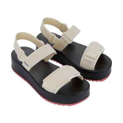 Sandalia Feminina Zaxy New Up Papete - 19282 - Off White Claro/preto - Atacado