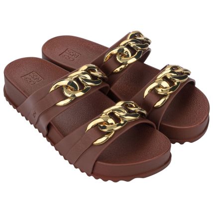 Chinelo Slide Feminino Zaxy On - 19188 - Marrom Cacau Medio - Atacado