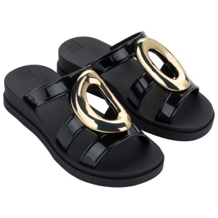 Chinelo Slide Feminino Zaxy Voice - 19346 - Preto/ouro - Atacado