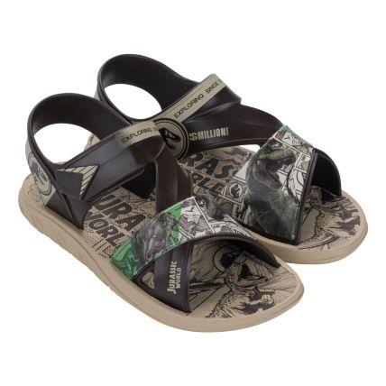 Sandalia Infantil Jurassic Flip - 23303 - Bege/marrom - Atacado