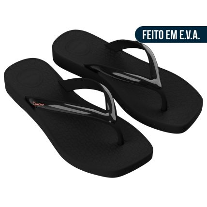 Chinelo Feminino Ipanema Pluma - 27507 - Preto/preto/rosa - Atacado