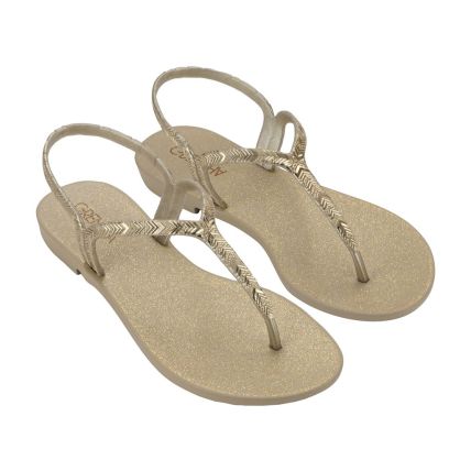 Sandalia Feminina Grendha Amor Em Flor - 19228 - Ouro Suave/glitter - Atacado