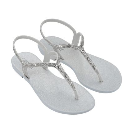 Sandalia Feminina Grendha Amor Em Flor - 19228 - Branco/glitter Prata - Atacado