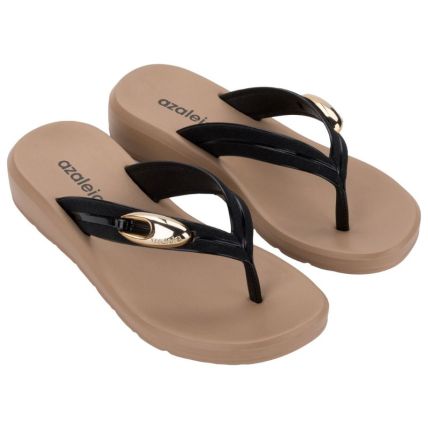 Tamanco Feminino Azaleia Duda - 19320 - Preto/marrom Mocasis - Atacado