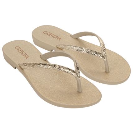 Rasteira Feminina Grendha Amor Em Flor - 19086 - Ouro Suave/glitter - Atacado