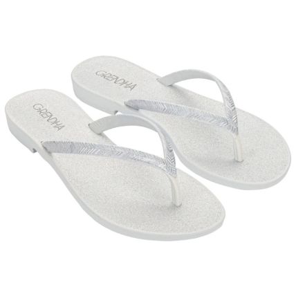 Rasteira Feminina Grendha Amor Em Flor - 19086 - Branco/glitter Prata - Atacado