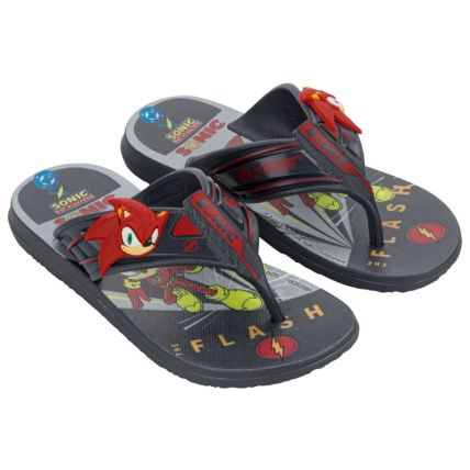 Chinelo Infantil Sonic E Dc Race Heroes Super Flop - 23392 - Grafite/cinza/vermelho - Atacado