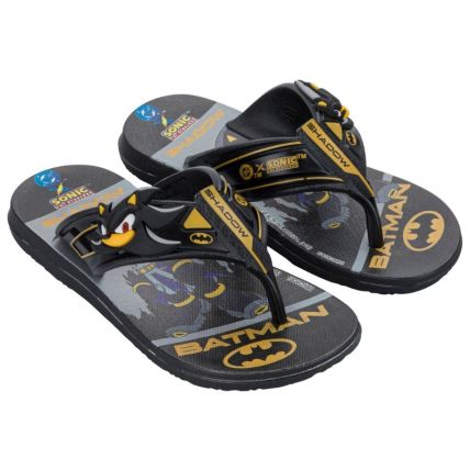 Chinelo Infantil Sonic E Dc Race Heroes Super Flop - 23392 - Preto/preto/amarelo - Atacado