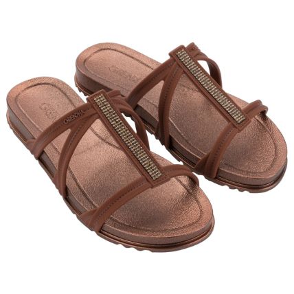 Rasteira Feminina Grendha Cristais - 19340 - Marrom Cacau Medio - Atacado