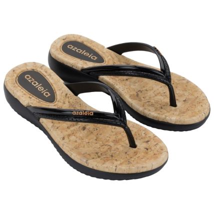 Tamanco Feminino Azaleia Lisa - 19324 - Preto Cortiça - Atacado