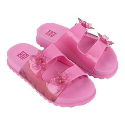 Chinelo Slide Infantil Zaxy Partner Flowers - 19387 - Rosa Sorvete/glitter - Atacado