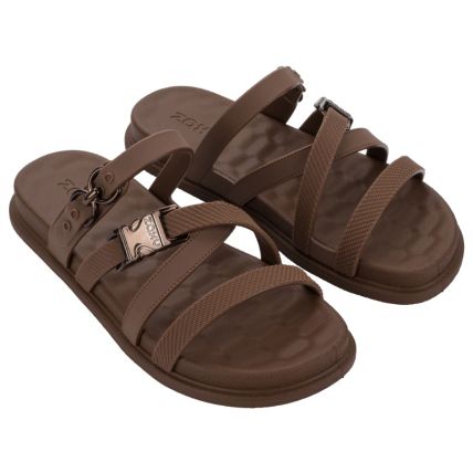 Chinelo Slide Feminino Zaxy Wake - 19328 - Marrom Cafe Medio - Atacado