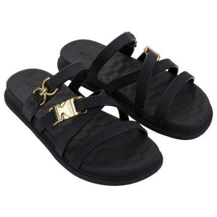Chinelo Slide Feminino Zaxy Wake - 19328 - Preto/ouro - Atacado