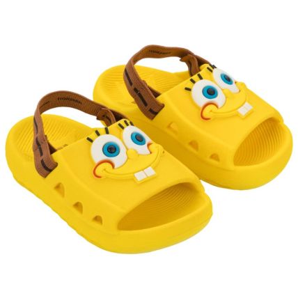 Chinelo Slide Baby Bob Esponja Funny - 23395 - Amarelo/marrom - Atacado