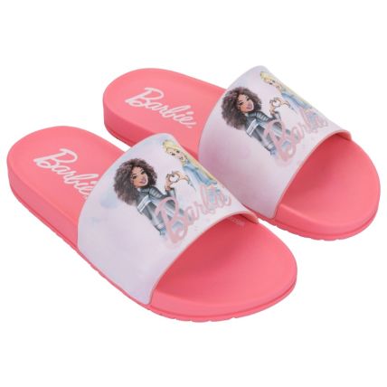 Chinelo Slide Infantil Barbie Mania - 23411 - Rosa Medio/rosa Claro - Atacado