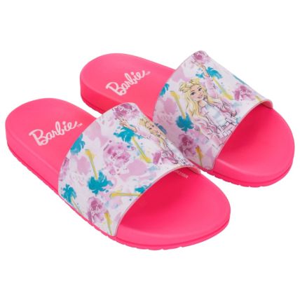 Chinelo Slide Infantil Barbie Mania - 23411 - Rosa Escuro/rosa - Atacado