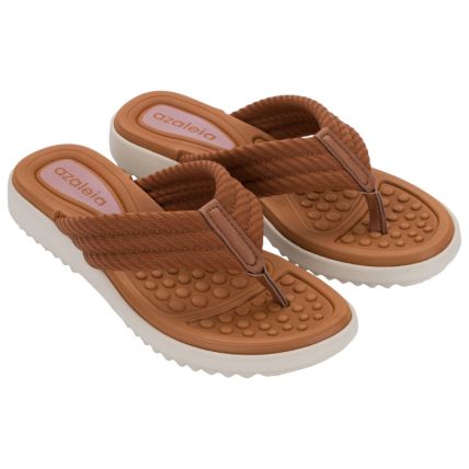 Tamanco Feminino Azaleia Bete - 19319 - Marrom Pecan/off White - Atacado