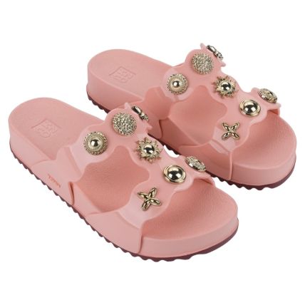 Chinelo Slide Feminino Zaxy Charms - 19429 - Rosa Iogurte - Atacado