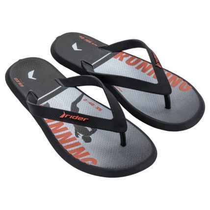 Chinelo Masculino Rider R1 Sport - 12628 - Preto/preto/laranja - Atacado