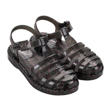 Sandalia Infantil Barbie Duo Aranha - 22459 - Preto/glitter/prata - Atacado