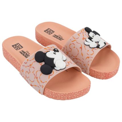Chinelo Slide Feminino Zaxy Disney - 19198 - Nude Claro/bege/mickey - Atacado