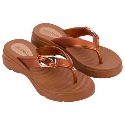 Tamanco Feminino Azaleia Kiara - 19353 - Marrom Pecan/ocre - Atacado